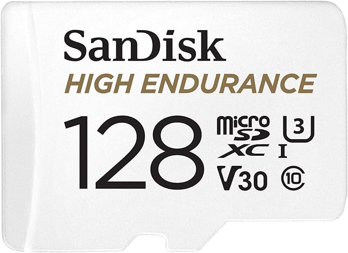 SanDisk 128GB High Endurance Video MicroSDXC Card with Adapter for Dash Cam and Home Monitoring systems - C10, U3, V30, 4K UHD, Micro SD Card - SDSQQNR-128G-GN6IA