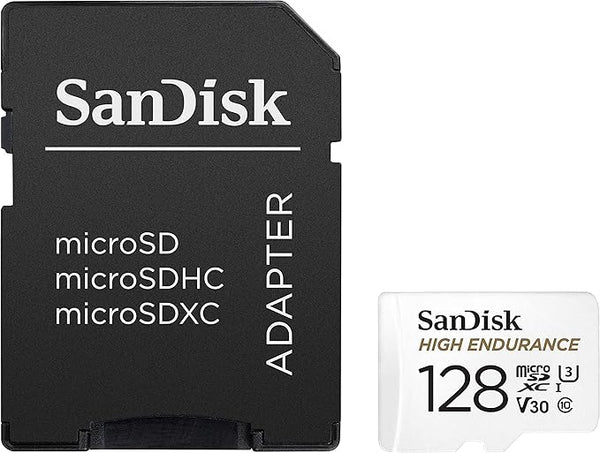 SanDisk 128GB High Endurance Video MicroSDXC Card with Adapter for Dash Cam and Home Monitoring systems - C10, U3, V30, 4K UHD, Micro SD Card - SDSQQNR-128G-GN6IA