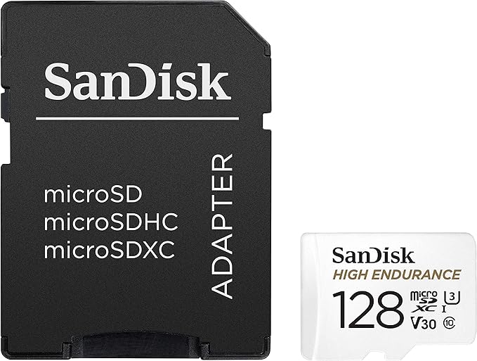 SanDisk 128GB High Endurance Video MicroSDXC Card with Adapter for Dash Cam and Home Monitoring systems - C10, U3, V30, 4K UHD, Micro SD Card - SDSQQNR-128G-GN6IA