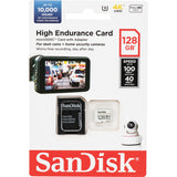 SanDisk 128GB High Endurance Video MicroSDXC Card with Adapter for Dash Cam and Home Monitoring systems - C10, U3, V30, 4K UHD, Micro SD Card - SDSQQNR-128G-GN6IA